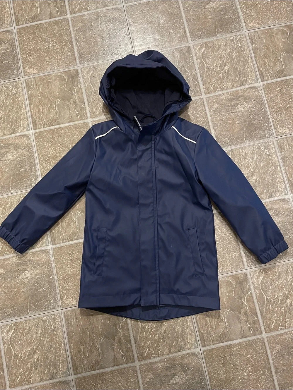Cat & Jack Navy Hooded Raincoat with Reflective Trim